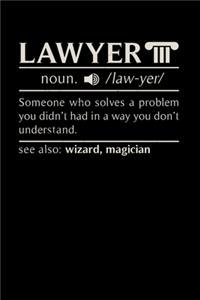 Lawyer noun. /law.yer/ Someone Who Solves A Problem You Didn't Know You Had In A way You don't Unterstand See Also