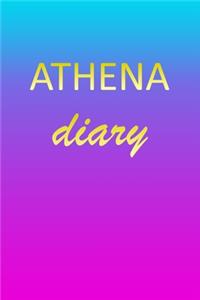 Athena: Journal Diary - Personalized First Name Personal Writing - Letter A Blue Purple Pink Gold Effect Cover - Daily Diaries for Journalists & Writers - J