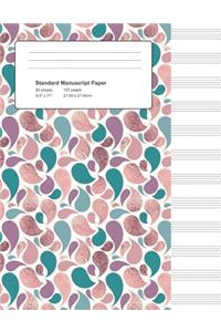 Standard Manuscript Paper: Rose and Teal Foil Teardrops Blank Sheet Music