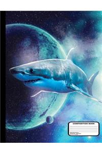 Killer Sharks in Outer Space Composition Notebook Wide Ruled 200 pages / 100 sheets, 8-1/2