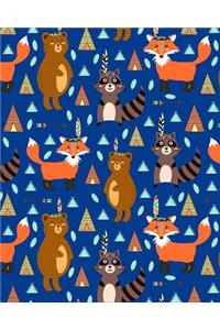 Bullet Journal Notebook Cute Tribal Raccoons, Foxes, and Bears Pattern 4