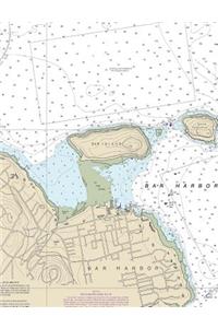 Bar Harbor Nautical Chart Log Book Lined Pages