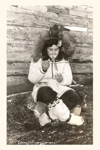 Vintage Journal Indigenous Alaskan Girl Carving Ivory