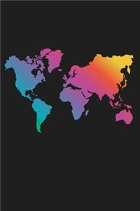 World Map Travel Countries Geography Color Painting Art