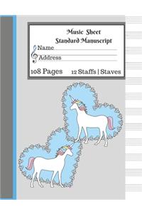 Music Sheet Standard Manuscript 108 Pages 12 Staffs Staves