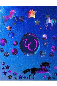 Starry Unicorns Notebook Monogram Series W