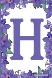 Monogram Journal - Initial H (Purple Flower)