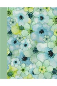 Journal: Watercolor Flower Petals (Green) 8x10 - Lined Journal - Writing Journal with Blank Lined Pages