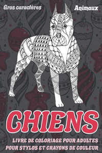 Livre de coloriage pour adultes pour stylos et crayons de couleur - Gros caractères - Animaux - Chiens
