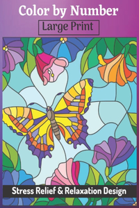 Color by Number Large Print Stress Relief & Relaxation Design