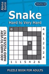 Snake puzzle book for Adults: 400 Hard to Very Hard Puzzles 7x7 (Volume 19)