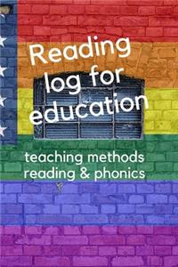 Reading log for education teaching methods reading & phonics