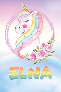 Elna: Elna's Unicorn Personal Custom Named Diary Planner Perpetual Calendar Notebook Journal 6x9 Personalized Customized Gift For Someone Who's Surname is