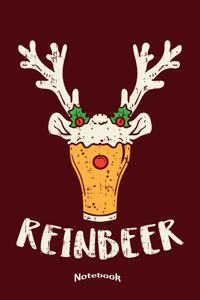 My Funny Reinbeer Notebook: Funny Christmas Themed Notebook, Diary or Journal Gift for Craft Beer Lovers or Brewers who like Reindeers with 120 Dot Grid Pages, 6 x 9 Inches, Cr