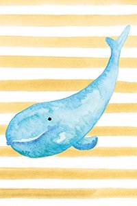 Blue Whale Watercolor Stripe Journal, Dot Grid