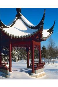 Winter Theme School Composition Book Snow Covered Pagoda 130 Pages