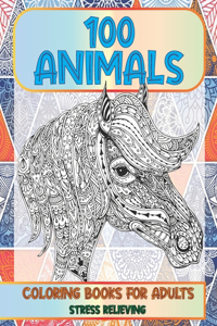 Stress Relieving Coloring Books for Adults - 100 Animals