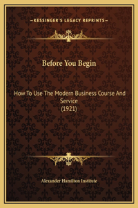 Before You Begin
