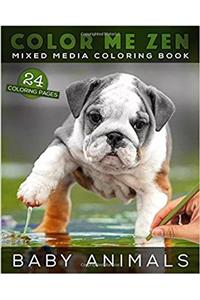 Color Me Zen BABY ANIMALS Mixed Media Coloring Book
