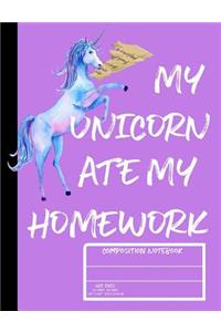 My Unicorn Ate My Homework Wide-ruled Composition Notebook