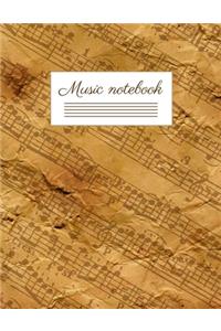 Music notebook: wide staff manuscript paper - 8.5x11 - 120 pages - 8 staves per page - easy to write on - perfect for learning