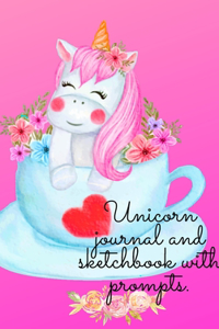 Unicorn journal and sketchbook with prompts