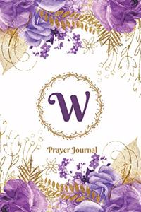 Praise and Worship Prayer Journal - Purple Rose Passion - Monogram Letter W