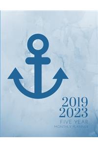 2019-2023 Five Year Planner Navy Anchor Gratitude Monthly Schedule Organizer