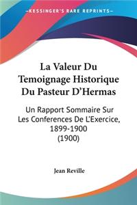 Valeur Du Temoignage Historique Du Pasteur D'Hermas
