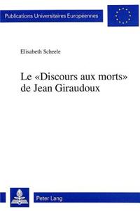 Le «Discours aux morts» de Jean Giraudoux