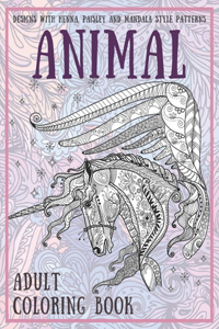 Animal - Adult Coloring Book - Designs with Henna, Paisley and Mandala Style Patterns