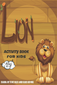 Lion Activity Book For Kids Ages 4-8