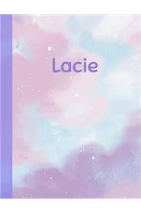 Lacie: Personalized Composition Notebook - College Ruled (Lined) Exercise Book for School Notes, Assignments, Homework, Essay Writing. Purple Pink Blue Cov