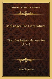 Melanges De Litterature