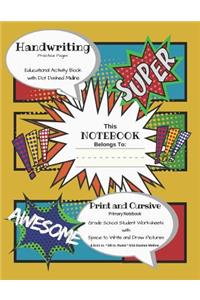 Handwriting Practice Pages Educational Activity Book with Dot Dashed Midline