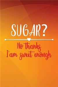 Sugar? No Thanks I Am Sweet Enough: Funny Bullet Journal - 120-Page 1/4 Inch Dot Grid Funny Notebook - 6 X 9 Perfect Bound Softcover