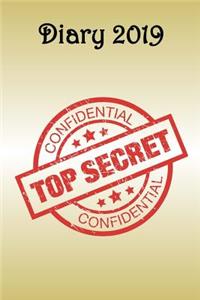 Diary: Top Secret, Gold Bg - Bespoke, Personalised Desk Diary. Contact Us If You Would Like Your Own Image, Name or Other Text on a Book