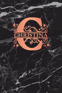 Christina: Personalized Sketchbook 8.5 X 11. Monogram Letter C Sketch Pad/Journal/Note Book. Black Marble & Rose Gold Cover. Doodle, Notebook, Journal, Create!