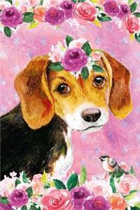 Bullet Journal Notebook for Dog Lovers Beagle Puppy in Flowers 3