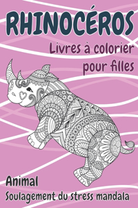 Livres à colorier pour filles - Soulagement du stress Mandala - Animal - Rhinocéros