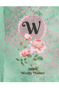 Plan On It Large Print 2020 Weekly Calendar Planner 15 Months Notebook Includes Address Phone Number Pages - Monogram Letter W