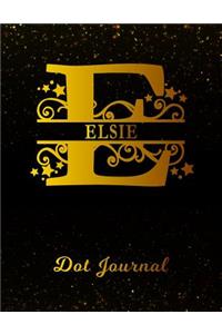 Elsie Dot Journal: Letter E Personalized First Name Personal Dotted Bullet Grid Writing Notebook Black Gold Glittery Space Effect Cover Daily Diaries for Journalists &