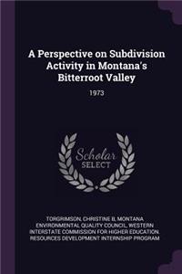 Perspective on Subdivision Activity in Montana's Bitterroot Valley