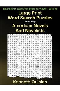 Large Print Word Search Puzzles Featuring American Novels And Novelists