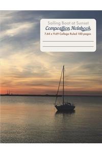Sailing Boat at Sunset Composition Notebook