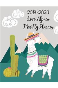 2019-2020 Love Alpaca Monthly Planner