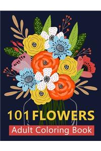 101 Flower Adult Coloring Book