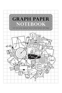 Graph Paper Notebook Gray 1/2 Inch Squares Size 8.5x11 Inches 120 Pages