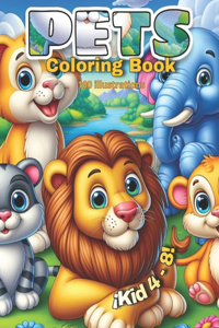 Pets: Pets coloring book, 100 animals to color