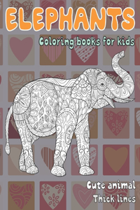 Cute Animal Coloring Books for Kids - Thick Lines - Elephants